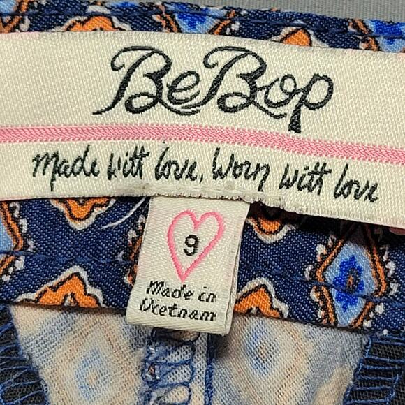 BeBop Blue Floral Pants Stretch Y2k Skinny Chino Zip Womens Pants Size 9 Juniors - Picture 3 of 13